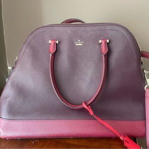 Gorgeous! Large burgundy Kate Spade tote with cross body strap.